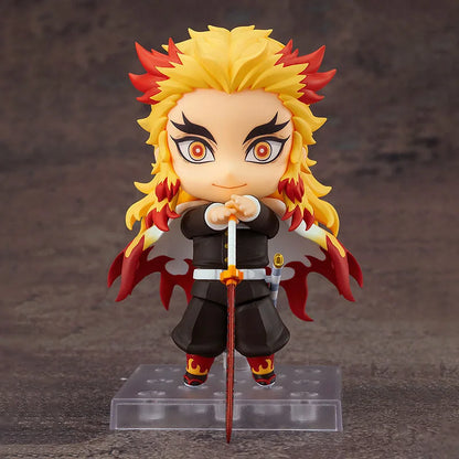 10CM Anime Demon Slayer Kimetsu No Yaiba Rengoku Kyoujurou Action Figures Q Version PVC Joint replaceable Figure Model Toy Gift