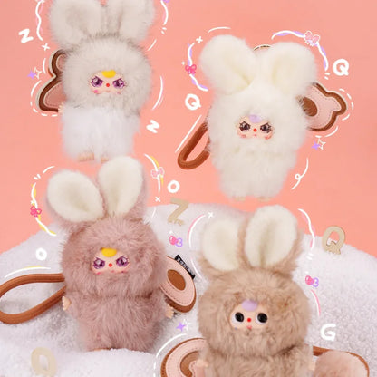 Baby Three Super Mini Bunny Series Mystery Blind Box Plush Keychain Pendant Collectible Soft Fluffy Doll Gift