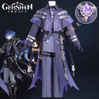 Genshin Impact Kyryll Chudomirovich Flins Cosplay Costume Wig Uniform Halloween Party for Women Men Carnival Role Play Outfit