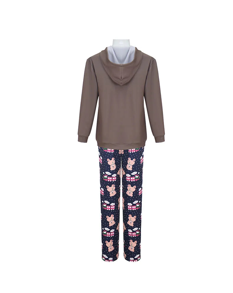 None Mira Light Purple Bear Pajamas Unisex Polyester Set