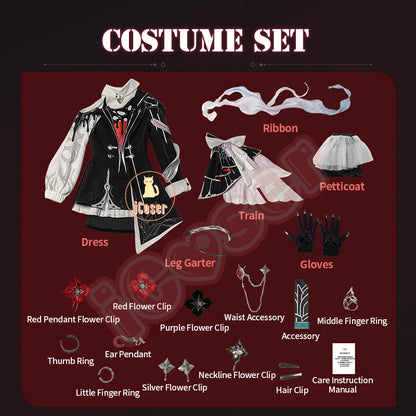 Honkai Star Rail Evernight March 7th Cosplay Costume Dress Mysterious Foreign Guest Headwear Halloween Party for Women Girls Set