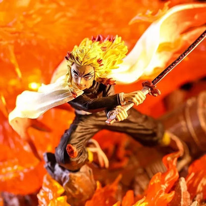Hot Demon Slayer Rengoku Kyoujurou Fire Pillar Anime Figure Model Statue Boys Collection Desktop Decoration Ornament Toys Gifts