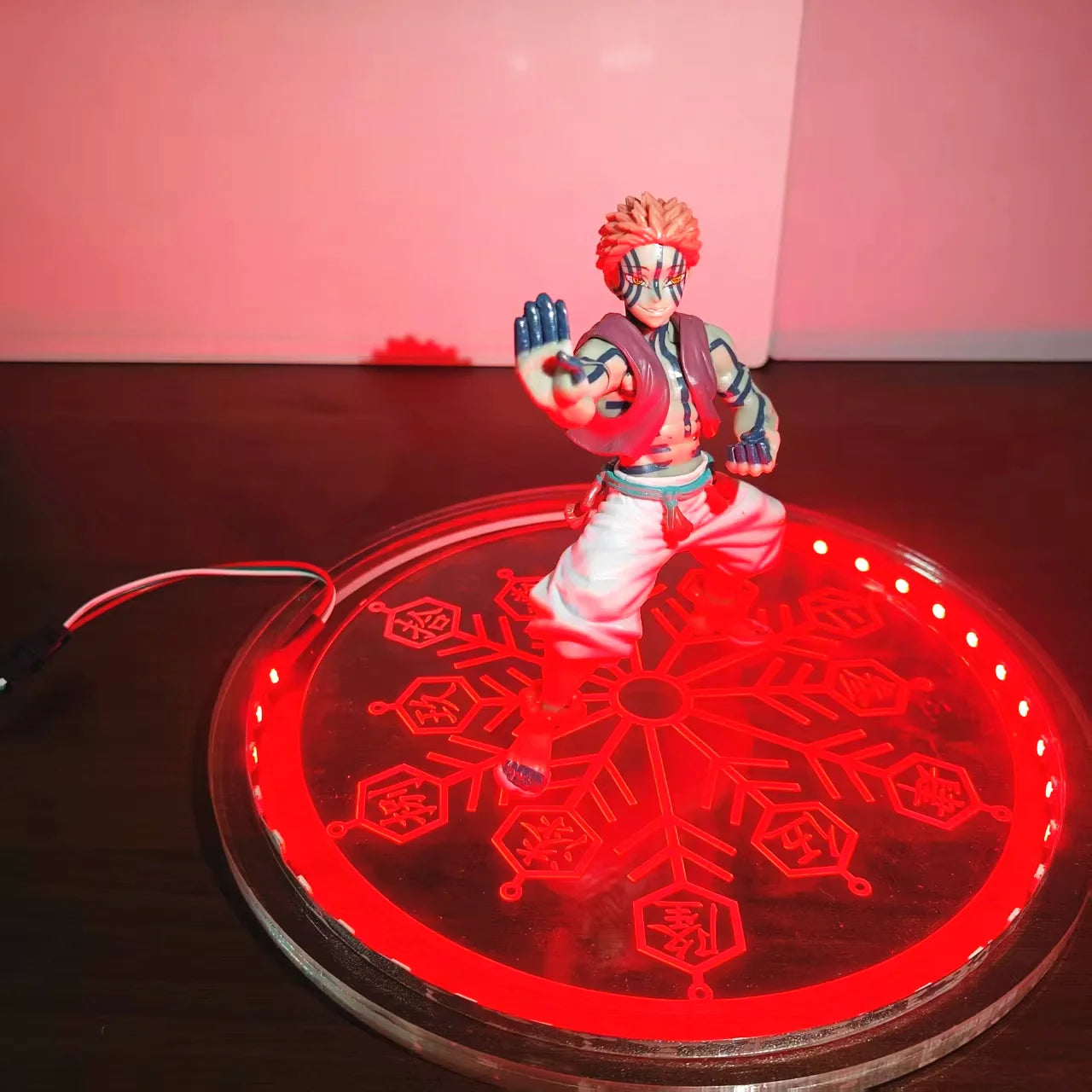 Anime Demon Slayer Kimetsu no Yaiba Infinity Castle Akaza Action Figure Compass Needle Skill DIY LED Light Model Fgurine