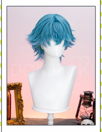 IN STOCK Brant Wig Game Wuthering Waves Cosplay Wig DokiDoki Men 33cm Short Blue Hair Brant Cosplay Heat Resistant Free Wig Cap