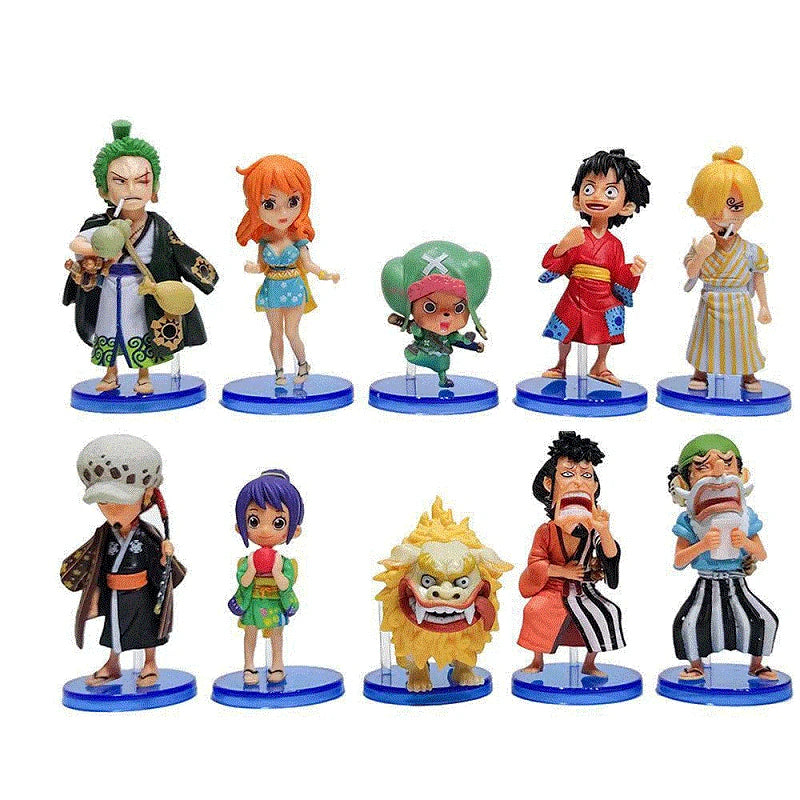 Hot 10Pcs/set One Piece Anime Figure Luffy Sanji Nami Zoro Chopper Frank Robin PVC Action Figure Model Children Dolls Gift Toys