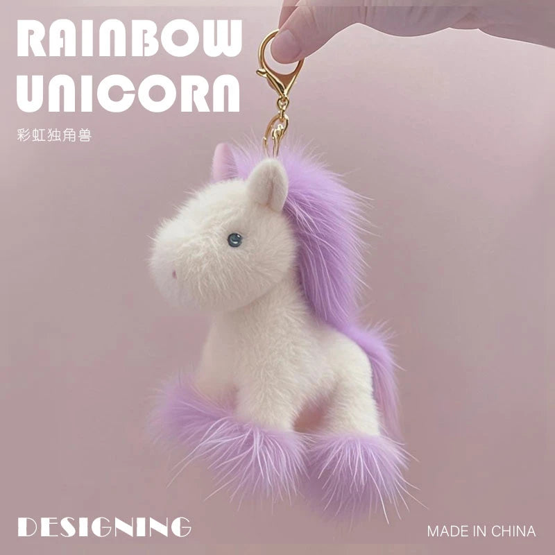 Kawaii Unicorn Plush Pendant Plush Keychain Cute Girl's Bag Accessories Stuffed Doll Car Keyring Pendant for kids Xmas Gift