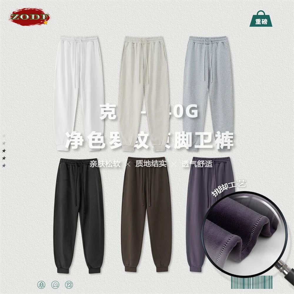 ZODF 2024 Autumn Winter Unisex Solid Sweatpants Heavyweight 440gsm Casual Loose Fit Sport Joggers HY0890