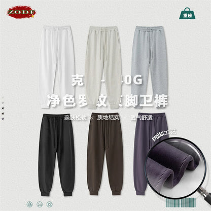 ZODF 2024 Autumn Winter Unisex Solid Sweatpants Heavyweight 440gsm Casual Loose Fit Sport Joggers HY0890