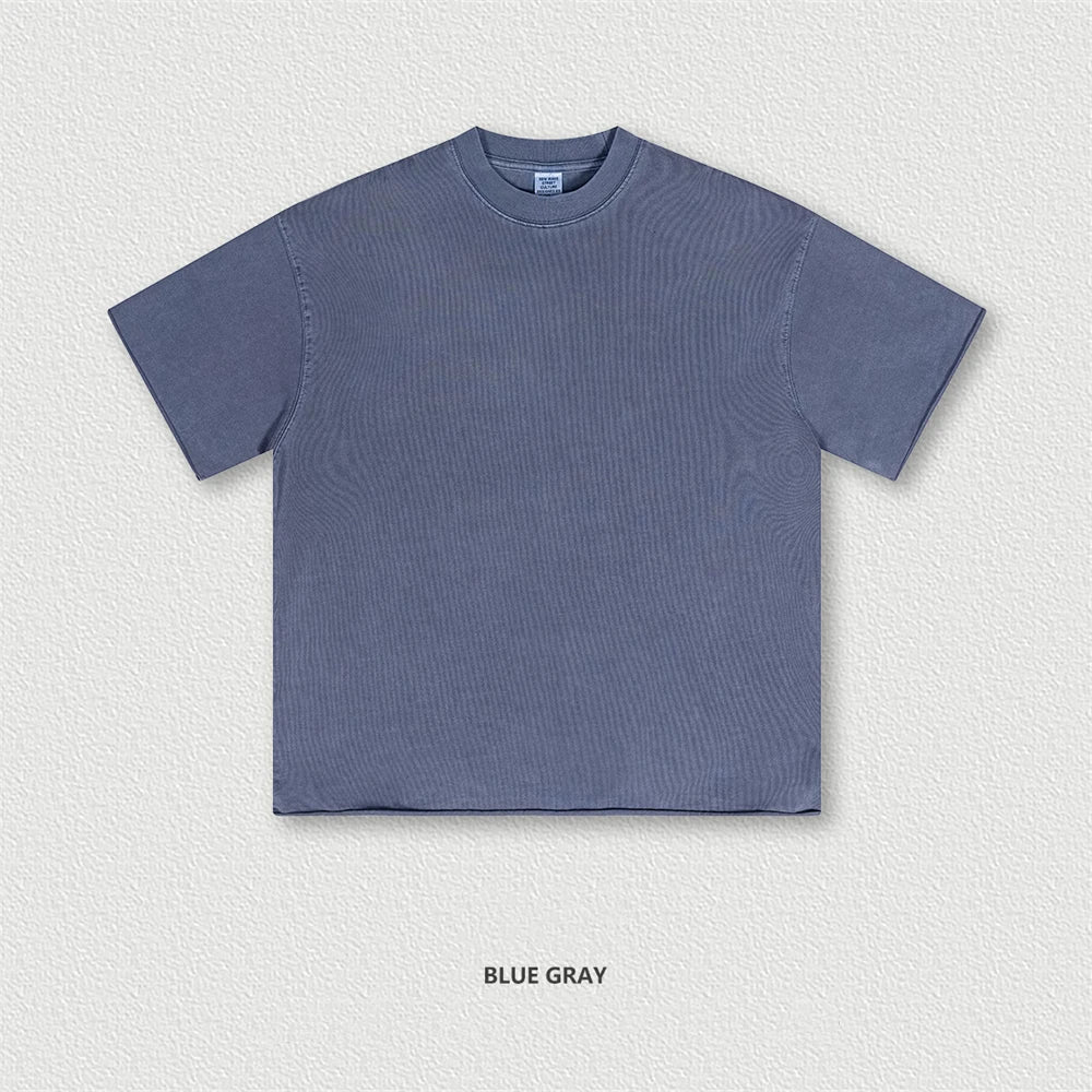 ZODF Retro 2024 Summer Men Washed Cotton T-Shirts  Unisex Women 310gsm Distressed Hem Loose Edge T Shirt Brand Tees HY0808