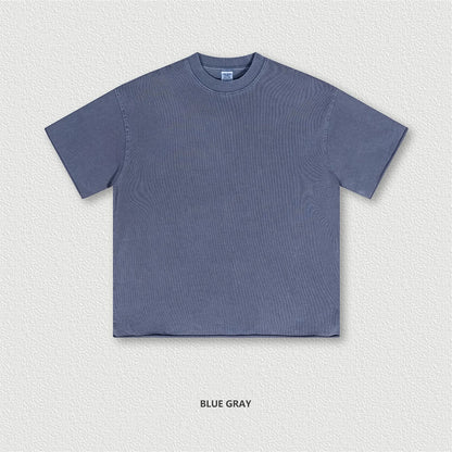 ZODF Retro 2024 Summer Men Washed Cotton T-Shirts  Unisex Women 310gsm Distressed Hem Loose Edge T Shirt Brand Tees HY0808