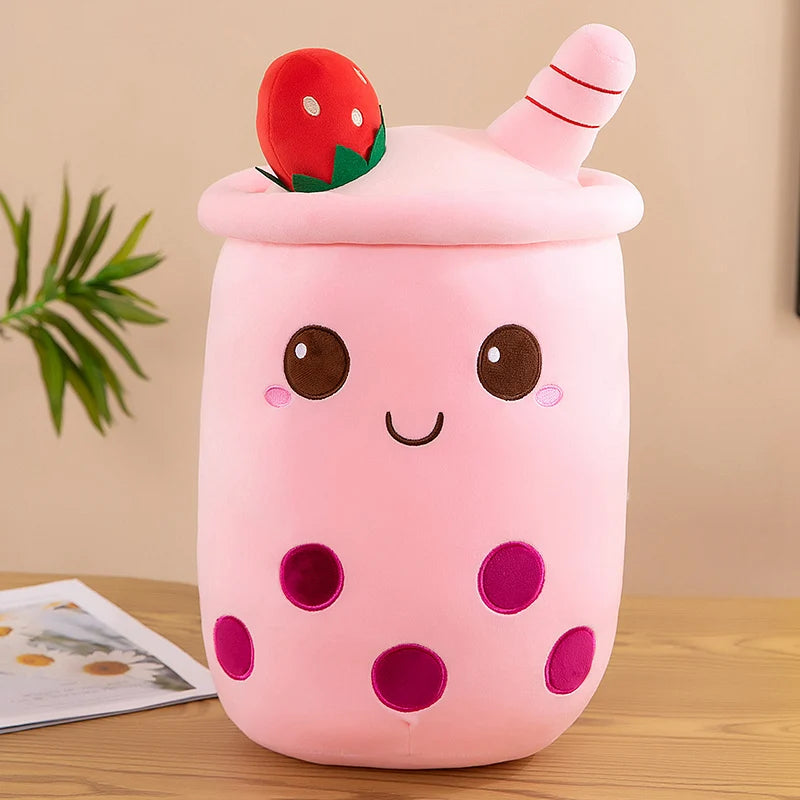 Bubble Tea Boba Plushie Kawaii Room Decor Plush Toy Stuffed Ice Cream Food Milk Tea Soft Hug Cushion Birthday Gift for Kids