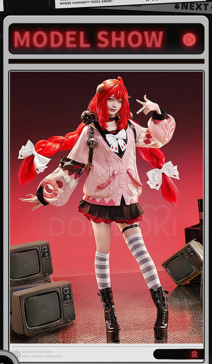 Ukinami Yuzuha Cosplay Costume Game Zenless Zone Zero DokiDoki-SR ZZZ Women Cute Pink Sweater Yuzuha Halloween Cosplay