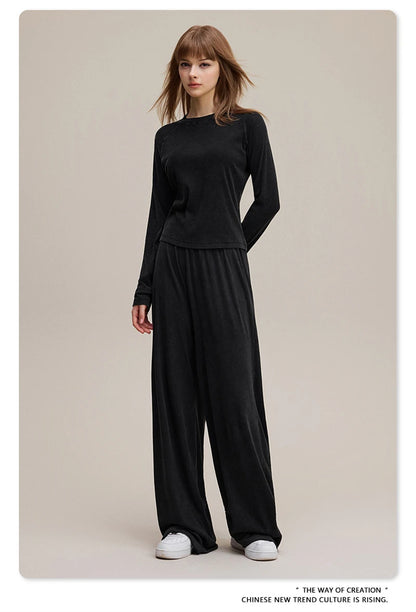 ZODF Sexy Autumn Washed 275gsm Full Sleeve T Shirt For Women Ladies Girls Slim Fit Distressed T-Shirts Tops HY1145