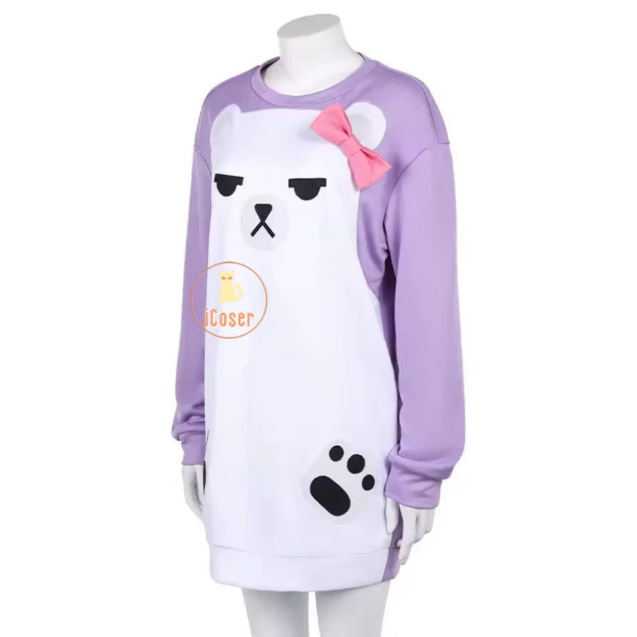 KPop Demon Hunters Mira Cosplay Costume Wig Purple Bear Pajamas Sweatshirt Headwear Huntrix Halloween Party for Women Girls Cos
