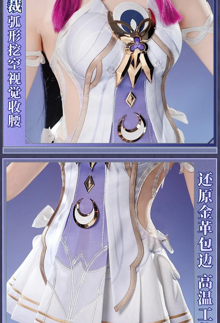 Genshin Impact Columbina Cosplay Costume Wig The Damselette Dress Eye Mask Headwear Metal Props Eleven Fatui Harbingers Women
