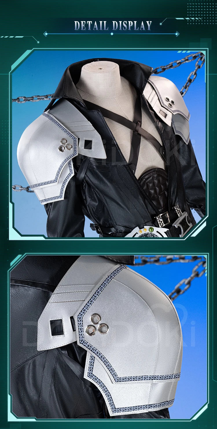 Sephiroth Cosplay Costume Game FF DokiDoki-R【XS-3XL】Men Black Suits Sephiroth Costume Adult Cosplay Plus Size