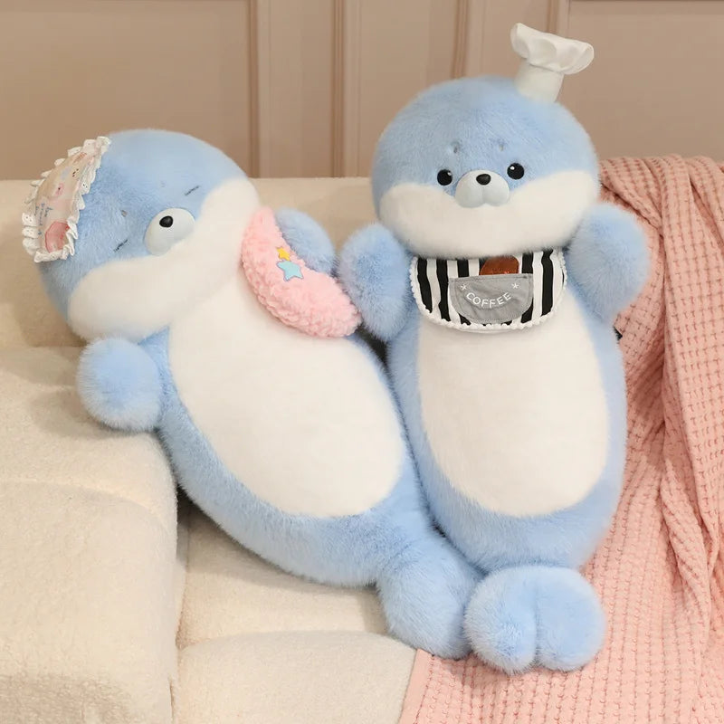 70cm Ocean Themed Decorative Pillow Chubby Dolphin and Seal Plushies Soft Toy Large Plush Sleeping Pillow Girl Boy Gift