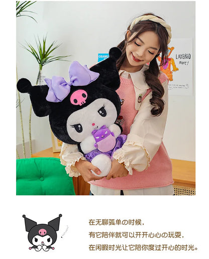 new 45/55/75cm Big Size Kuromi My Melody Sanrio Anime Plush Stuffed Doll Room Decoration Plushies Pillow Ornaments Holiday Gifts