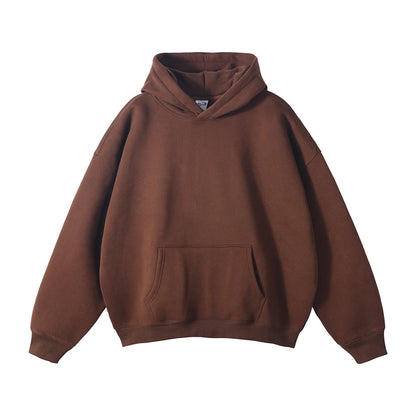 ZODF New Thick 350gsm Fleece Hooded Hoodies For Men Unisex Winter Oversized Loose Basic Solid Sweatshirts Pullovers Coats HY0631