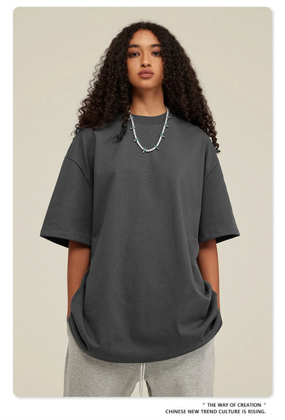 ZODF 2025 Heavy-Weight 425gsm 100% Cotton T-Shirts For Men Unisex Summer Oversized O-Neck Basic Solid T Shirt Brand Tees HY0485