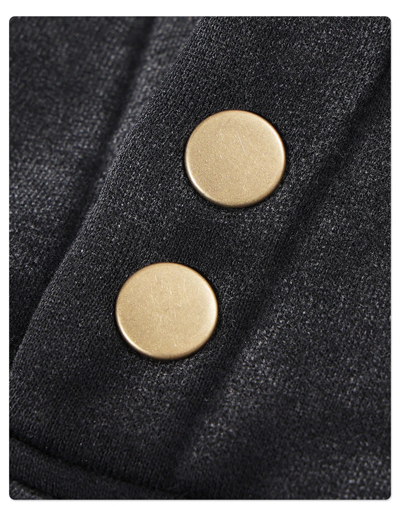 ZODF Retro Winter Washed 370gsm Man's Fleece Hoodie Unisex Distressed Thick Warm Buttons Hooded Pullovers Coats HY1169