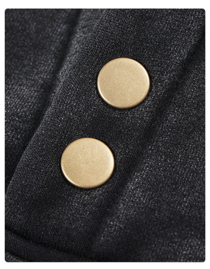 ZODF Retro Winter Washed 370gsm Man's Fleece Hoodie Unisex Distressed Thick Warm Buttons Hooded Pullovers Coats HY1169