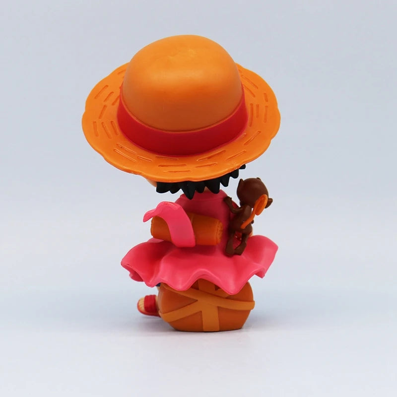 13cm One Piece Anime Figure Sitting Laughing Luffy Action Figures Kawaii Sanji Zoro Figurine Room Car Ornaments Collection Toys