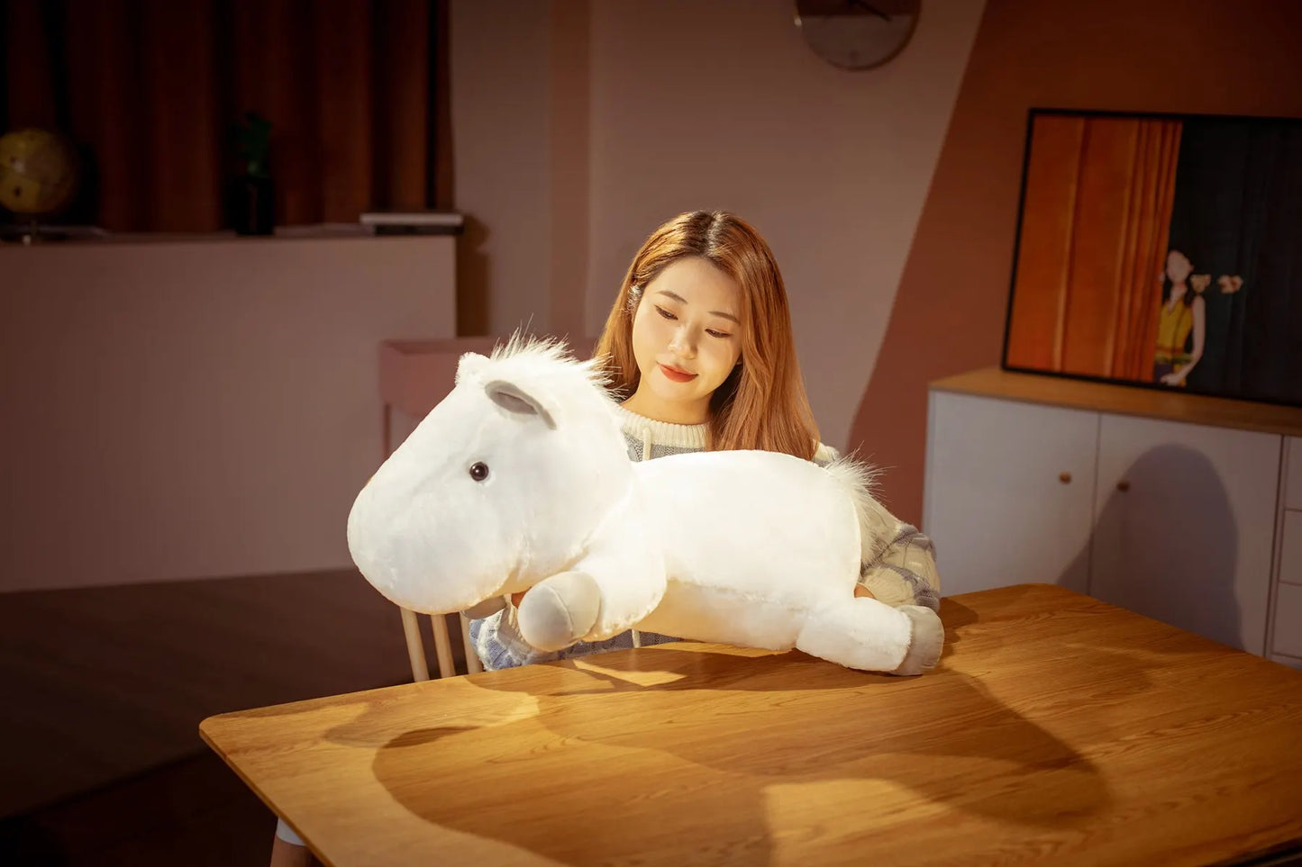 1 piece 55/70cm Soft BIg Round Head Horse Plush Toy Stuffed Pure White Horse Throw Pillow Stuffed Likelike Animals For Boy Gift