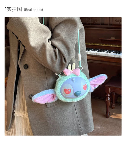 New Disney Stitch Cartoon Plush Backpack Cute Winter Gift For Girls Stuffed Animal Toy Plushie Bag Kids Carry-On Satchel