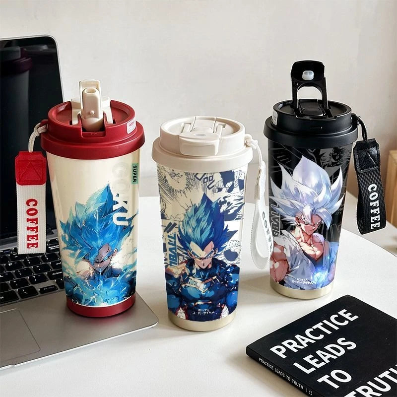 520ml Dragon Ball Thermos Cup Vegeta Water Bottle Son Goku Coffee Mug Large Capacity Drinking Bottle Kids Student Water Cup Gift