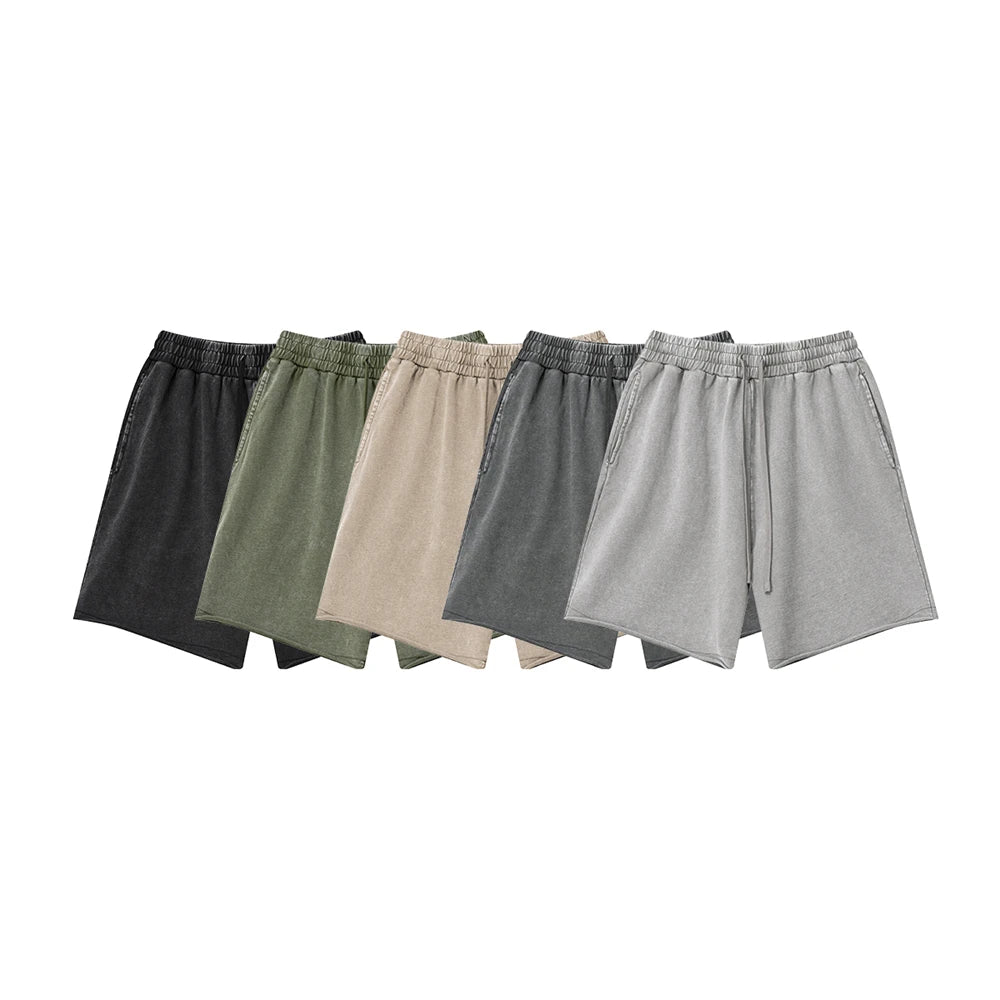 ZODF New 2025 Men Summer Loose Edge Washed Cotton Shorts Unisex Retro High Street Distressed 330gsm Shorts Brand Clothes HY1056