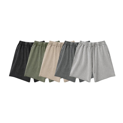 ZODF New 2025 Men Summer Loose Edge Washed Cotton Shorts Unisex Retro High Street Distressed 330gsm Shorts Brand Clothes HY1056
