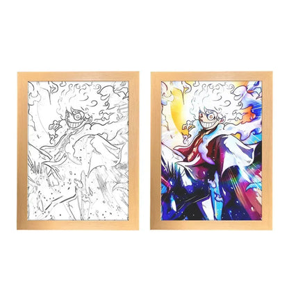 One Piece Creative Photo Frame Night Light Toy Anime Character Luffy Zoro Night Light Bedside Decoration Painting Christmas Gift