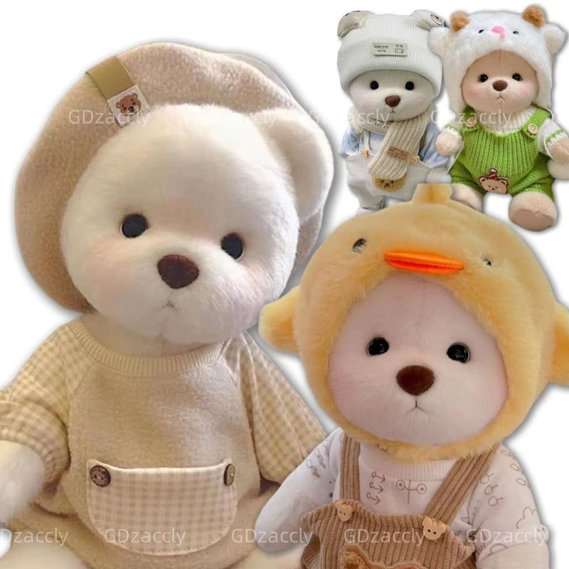 Unique Handmade Brown Bear Plush Toy Change Honey Dress Cloth Baby Girl Hug Cuddly Plushie Doll for Kids Christmas Gift For Kids