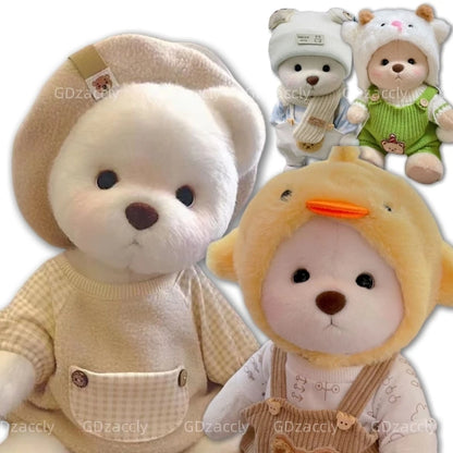 Unique Handmade Brown Bear Plush Toy Change Honey Dress Cloth Baby Girl Hug Cuddly Plushie Doll for Kids Christmas Gift For Kids