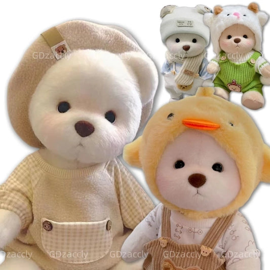 Unique Handmade Brown Bear Plush Toy Change Honey Dress Cloth Baby Girl Hug Cuddly Plushie Doll for Kids Christmas Gift For Kids
