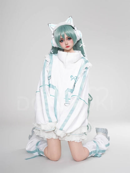 Rinn Mikuu Cosplay Costume DokiDoki-R Mikku Rinn Cosplay Women Cute Black Green Costume Set Mikuu Rinn Cosplay