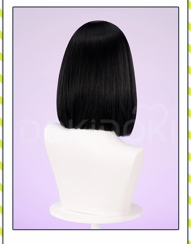IN STOCK SUA Wig Anime Cosplay Wig Alien Stage DokiDoki Women 35cm Black Short Hair Ear Clips Heat Resiatant Hair Free Wig Cap