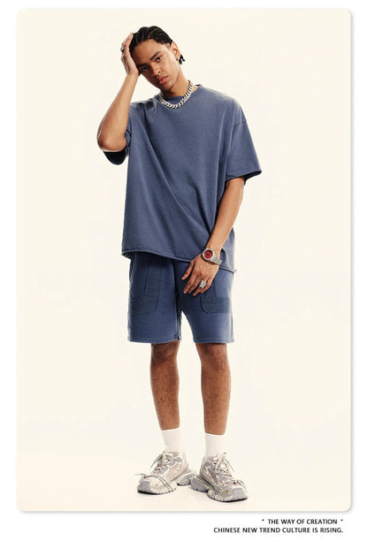 ZODF Retro 2024 Summer Men Washed Cotton T-Shirts  Unisex Women 310gsm Distressed Hem Loose Edge T Shirt Brand Tees HY0808