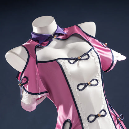 Anime Date A Live Mukuro Hoshimiya Cosplay Costume Dress Spirit Form Outfit Lilac White Astral Qipao Halloween for Women Girls