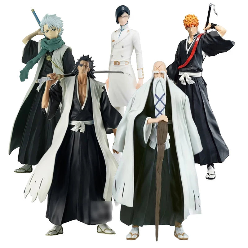 18.5cm Bleach Anime Hitsugaya Toushirou Zaraki Kenpachi Kurosaki Ichigo Action Figure Collectible Model Toys Japanese