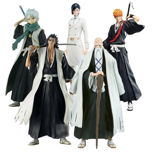 18.5cm Bleach Anime Hitsugaya Toushirou Zaraki Kenpachi Kurosaki Ichigo Action Figure Collectible Model Toys Japanese