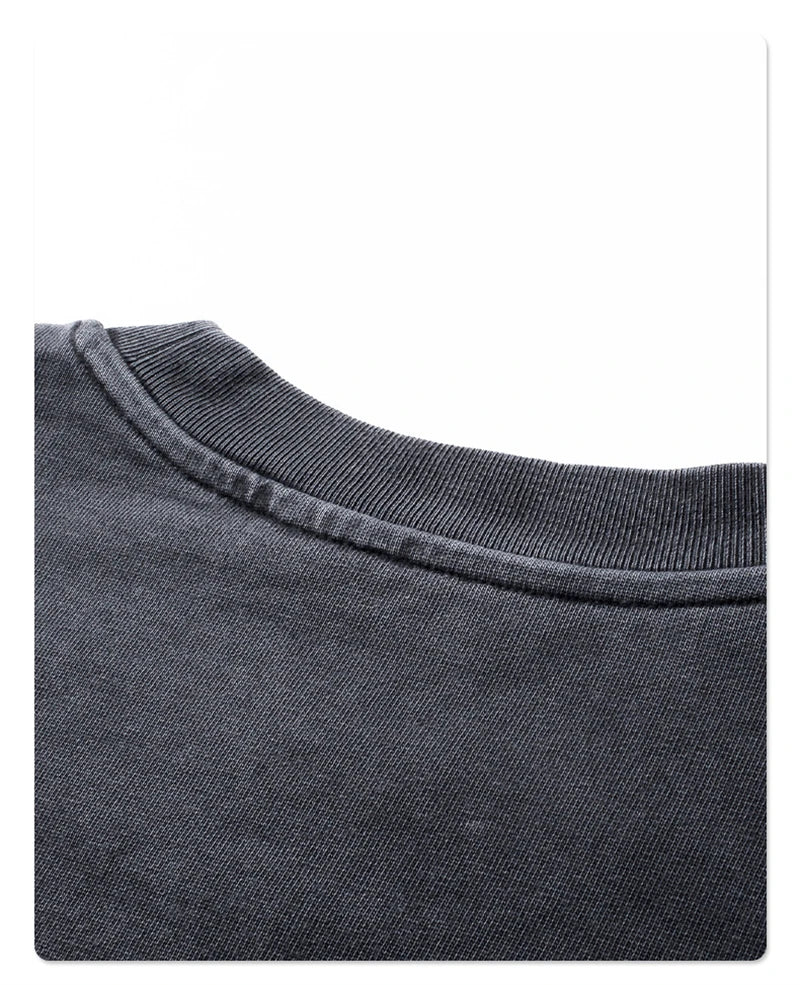 ZODF Retro Autumn Men Washed Cotton T-Shirts Unisex Loose Edge Fake 2-Piece 345gsm Full Sleeve O Neck T Shirt Brand Tops HY0928