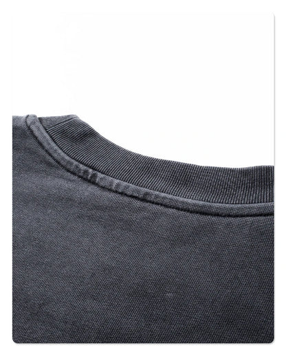 ZODF Retro Autumn Men Washed Cotton T-Shirts Unisex Loose Edge Fake 2-Piece 345gsm Full Sleeve O Neck T Shirt Brand Tops HY0928