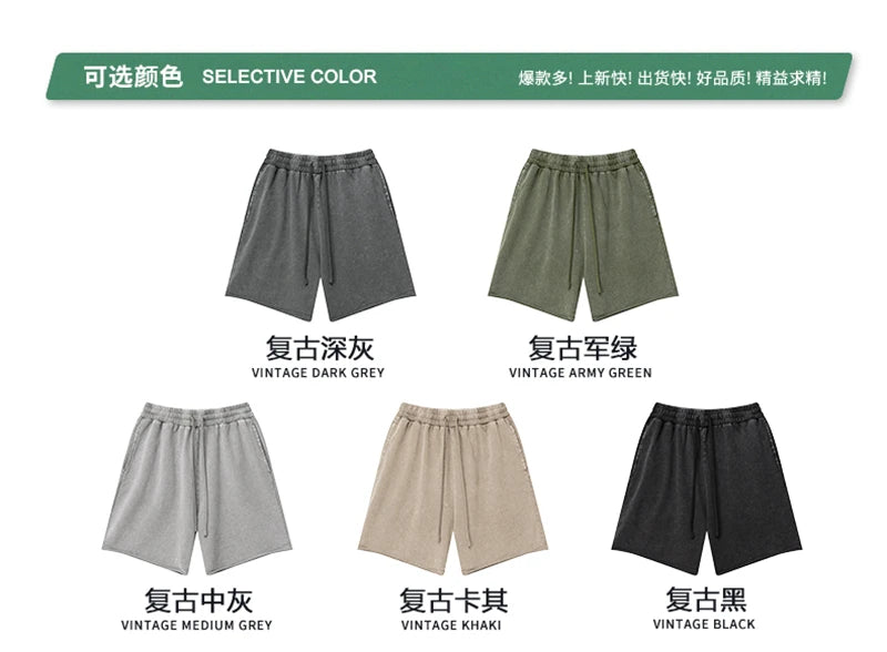 ZODF New 2025 Men Summer Loose Edge Washed Cotton Shorts Unisex Retro High Street Distressed 330gsm Shorts Brand Clothes HY1056