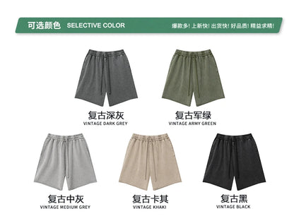 ZODF New 2025 Men Summer Loose Edge Washed Cotton Shorts Unisex Retro High Street Distressed 330gsm Shorts Brand Clothes HY1056