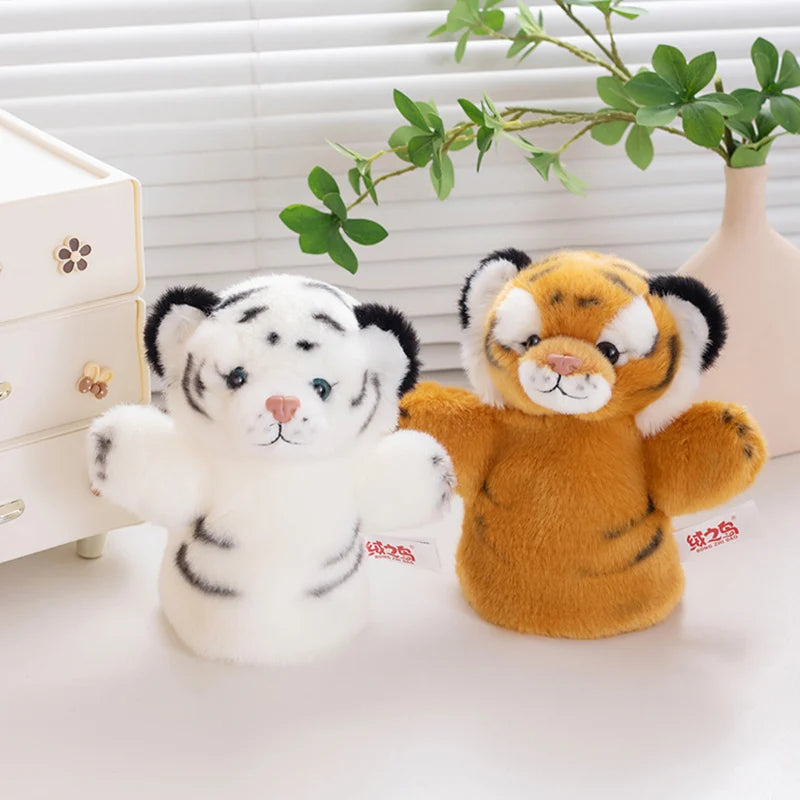 20-25cm Emulational Tiger Plushies Mother and Baby Tiger Plush Toy Panda Soft Bag Hand Puppet Children Girl Gift