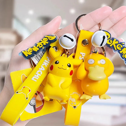 Pokemon Keychain Pikachu Bulbasaur Jigglypuff Anime Action Figure Toys Kawaii Souvenir Psyduck Doll Gift for Kids Birthday Party