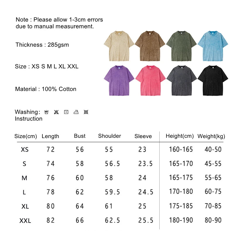 ZODF New Summer Men Washed Batik Cotton T Shirts Unisex American Retro High Street 270gsm Short Sleeve Tees Streetwear HY0489