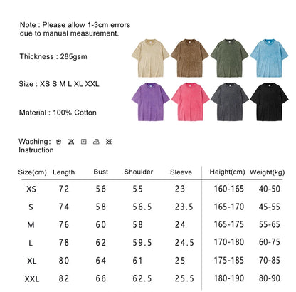 ZODF New Summer Men Washed Batik Cotton T Shirts Unisex American Retro High Street 270gsm Short Sleeve Tees Streetwear HY0489